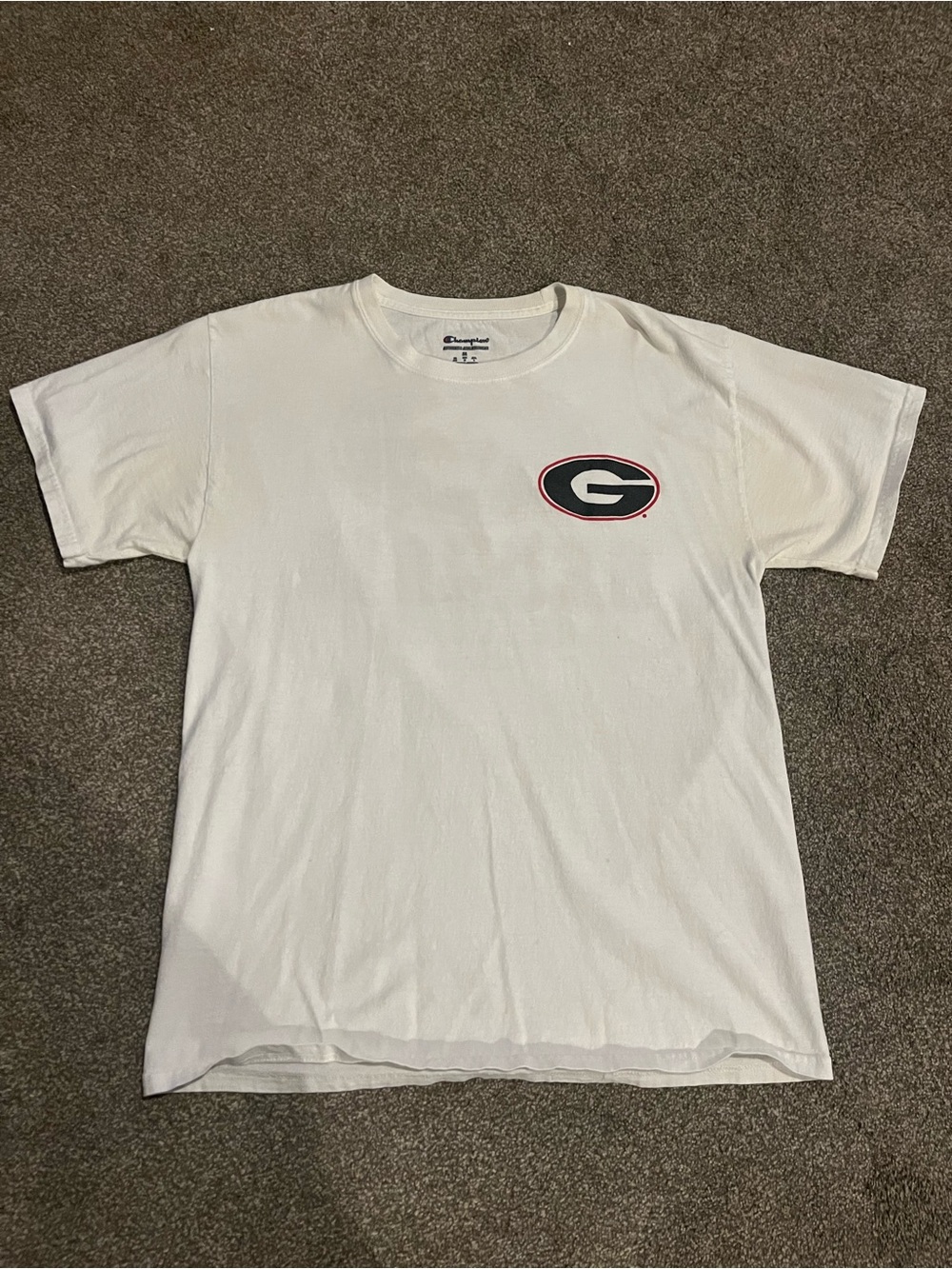 Champion White Short Sleeve Tee with Georgia 'G' Chest Logo